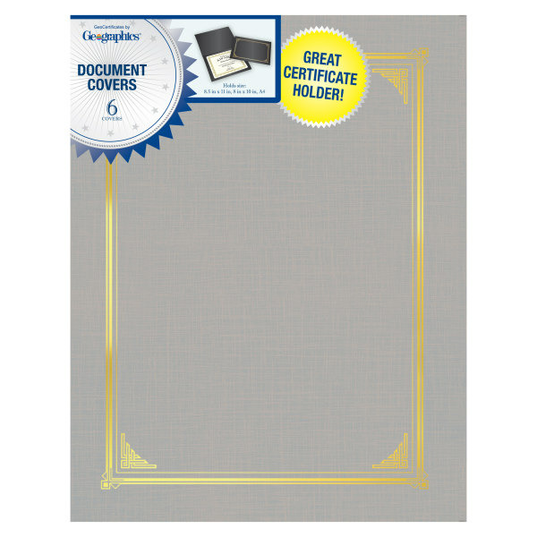 GE ographics 49323 Gray & Gold Classic Linen Document Cover