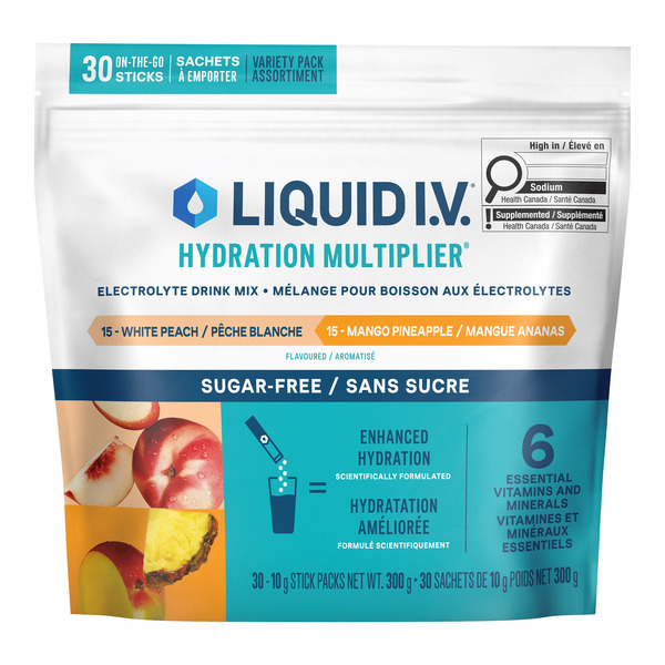Liquid I.V. Sugar-Free White Peach & Mango Pineapple Hydration Multiplier Electrolyte Drink Mix Variety Pack