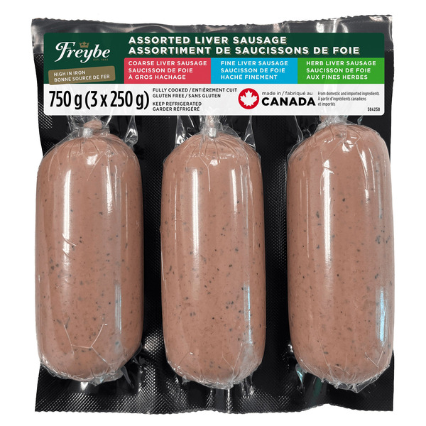 Freybe Assorted Liver Sausage, 3 x 250 g