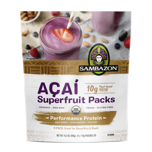 Sambazon Organic Performance Protein Smoothie 4 Pack Same-Day