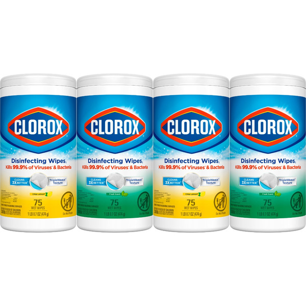 Clorox� Disinfecting Wipes Value Pack, Bleach Free Cleaning Wipes, 75 Count Each, Pack of 4