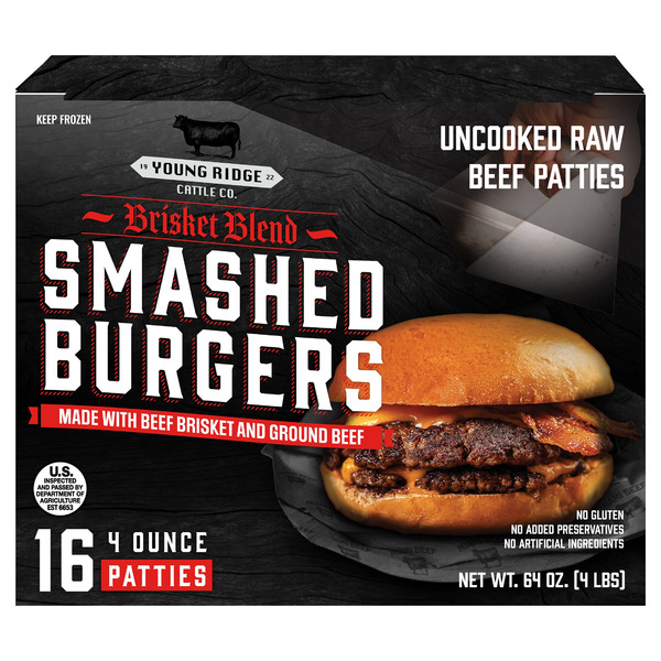 Young Ridge Cattle Co. Brisket Blend Smash Burgers, 4 lbs