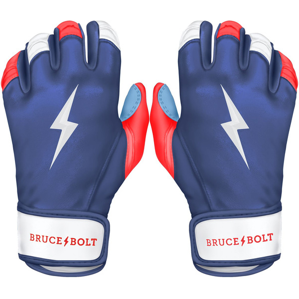 BRUCE BOLT Youth Short Cuff USA Batting Gloves, Large - Red, White & Blue