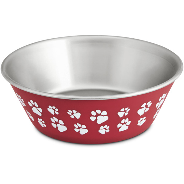 Harmony Red Paws Stainless Steel Dog Bowl