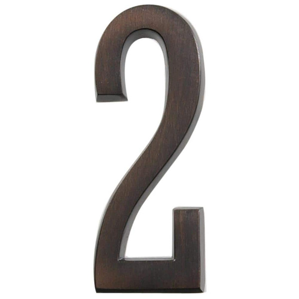 Everbilt 4 In. Aged Bronze Flush Mount Self-adhesive House Number 2