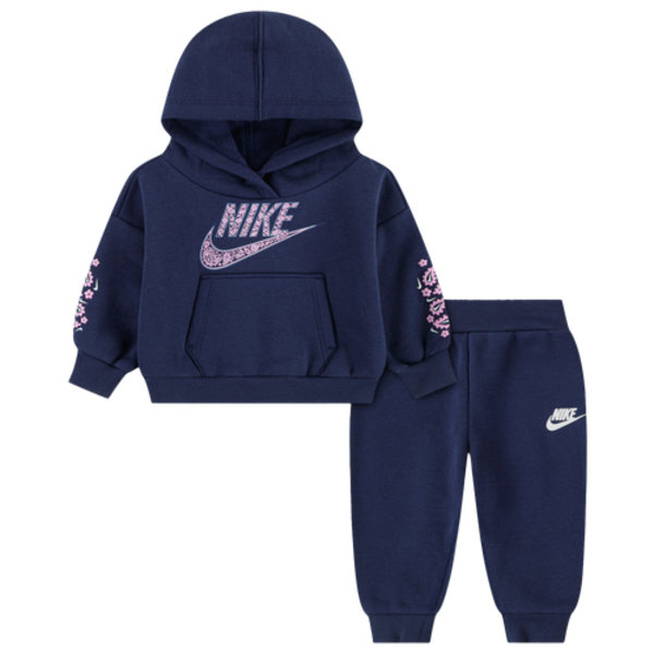 Nike Girls' Infant Retro Remix Hoodie & Jogger Set, 12MO - Midnight Navy/Pink