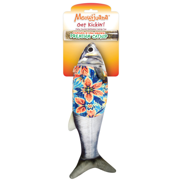 Meowijuana Get Kickin' Big Fishy Tourist Catnip Kicker Cat Toy, Large