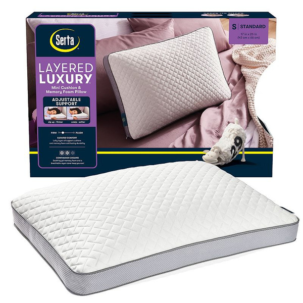 Serta Layered Luxury Gel Memory Foam Pillow - White