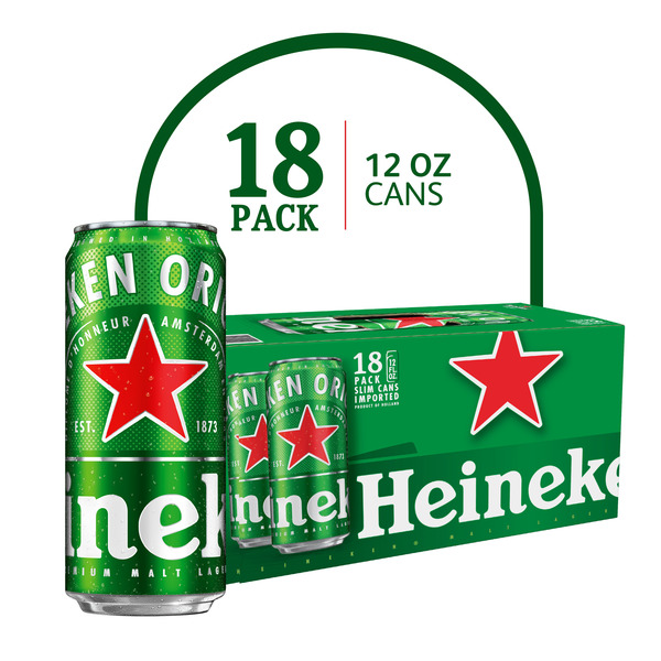 Heineken Original Lager Beer, 18 Pack, 12 fl oz Cans Same-Day