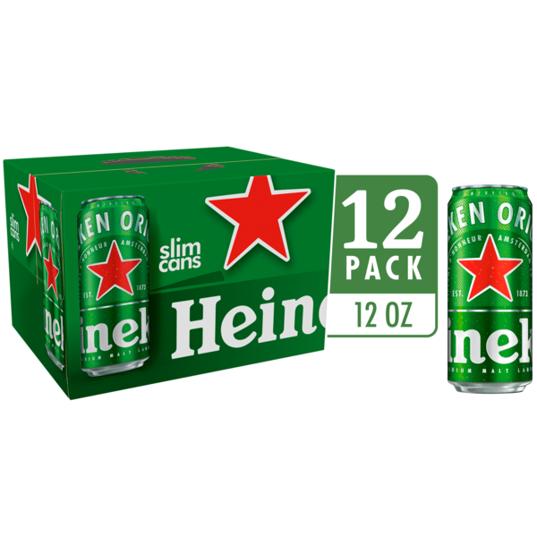 Heineken Original Lager Beer, 12 Pack, 12 fl oz Cans Same-Day