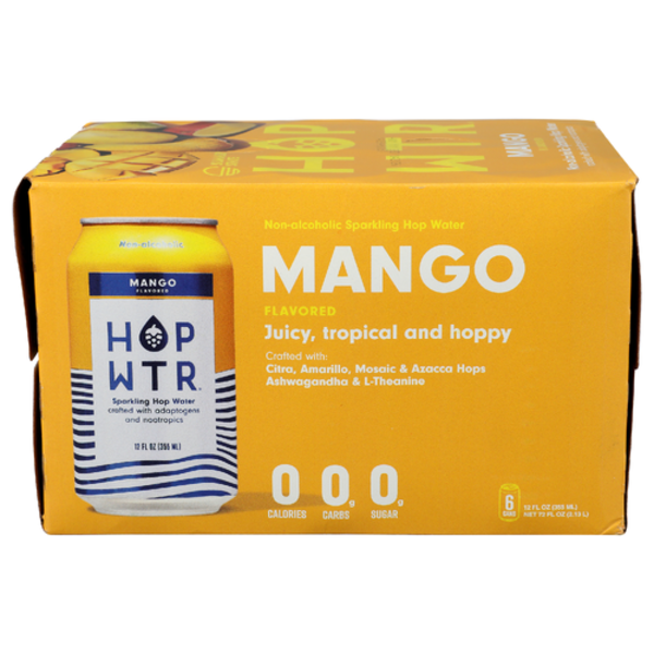 Hop Wtr NA Sparkling Mango Hop Water 6 Pack Cans