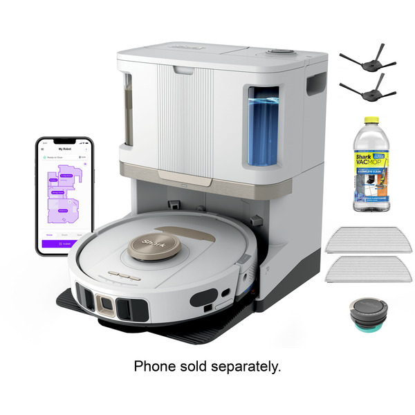Shark Stratos 2-in-1 Robot Vacuum & Mop With 25+ Hands-Free Features & NeverTouch Self-Cleaning Base - White