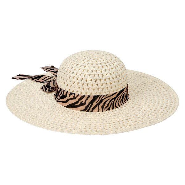 Unisex Leopard Print Ribbon Straw Sun Vacation Festival Beach Picnic Hats s-l400.jpg main image 3