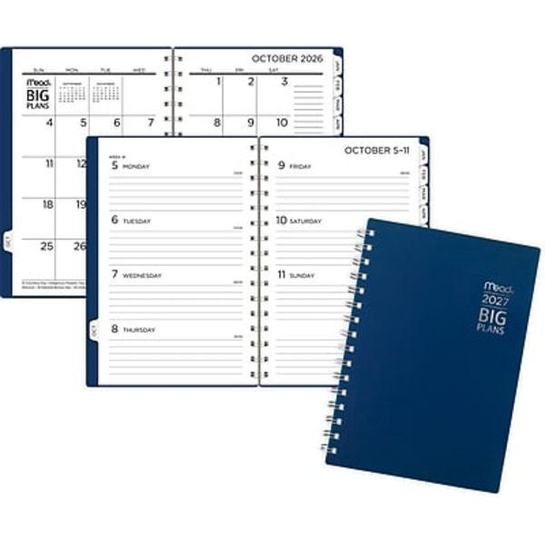 Mead 2027 Big Plans Weekly & Monthly Planner, 5.5 x 8.5 in - Blue