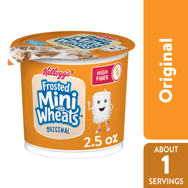 Kellogg's Frosted Mini-Wheats Cold Breakfast Cereal Cup, High-Fiber, Whole Grain, Original,  Cup (1 Cup)