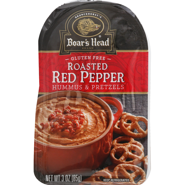 Boar's Head Hummus & Pretzels, Roasted Red Pepper, Gluten Free (3 oz