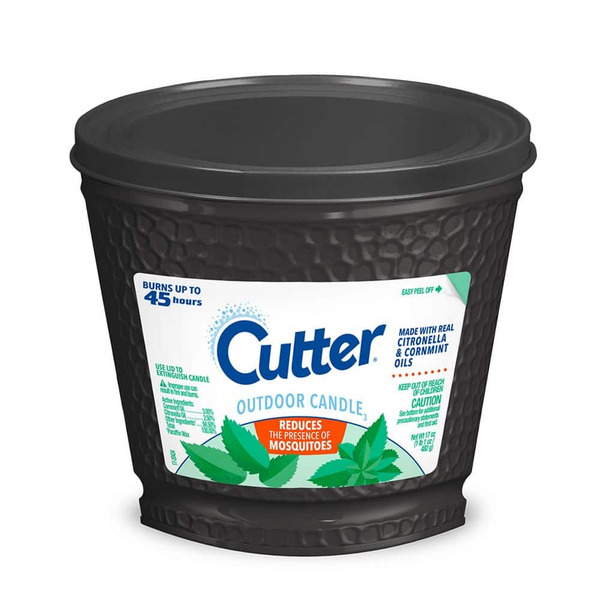 Cutter 17 Oz. Black Outdoor Soy Wax Citronella Candle