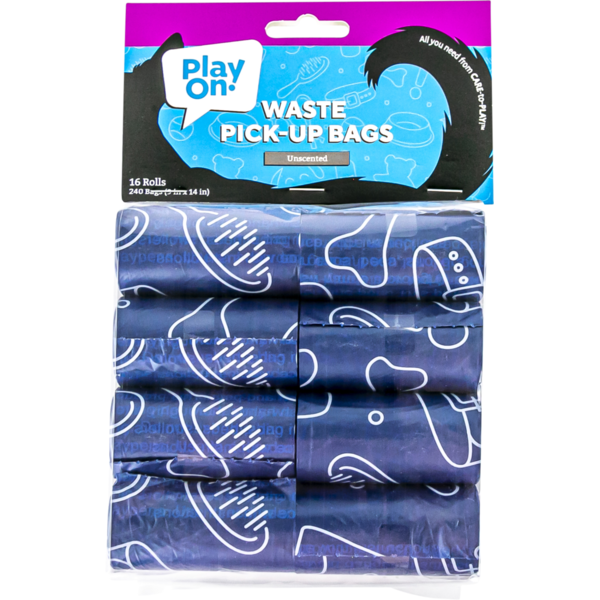 Play On Unscented Waste Bags, 9 x 14 in - Navy