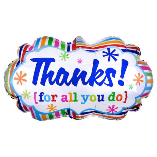 Anagram INFLATED 27" Thanks For All You Do Striped Mylar Balloon