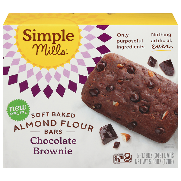 Simple Mills Soft Baked Almond Flour Bars, Chocolate Brownie Same