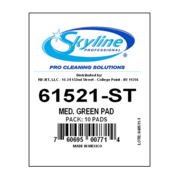 Skyline - Medium Scouring Pads, Green, 6x9 - 10 ct