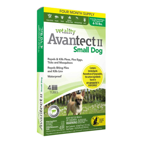Vetality Avantect II Monthly Topical Flea & Tick Treatment for Small Dogs