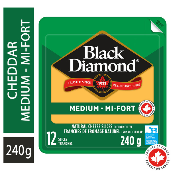 Black Diamond Medium Cheddar Natural Cheese Slices Same-Day
