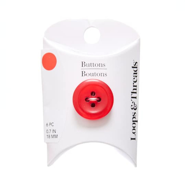 Loops & Threads Round Shirt Buttons, 18 mm - Shiny Red