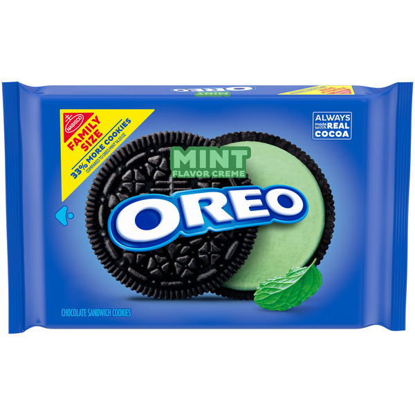 Oreo Mint Creme Chocolate Sandwich Cookies, Family Size 18.71 oz