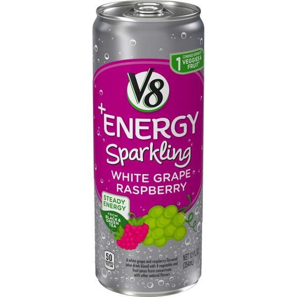 V8® Sparkling Healthy Energy Drink, Natural Energy from Tea, White