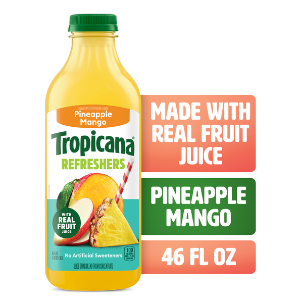 Tropicana Refreshers Pineapple Mango Juice Drink, with Real Fruit