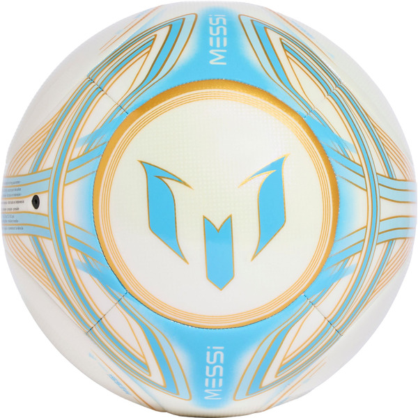 adidas Messi Club Soccer Ball, Size 4 - Ivory/Blue/Icy Blue/Gold