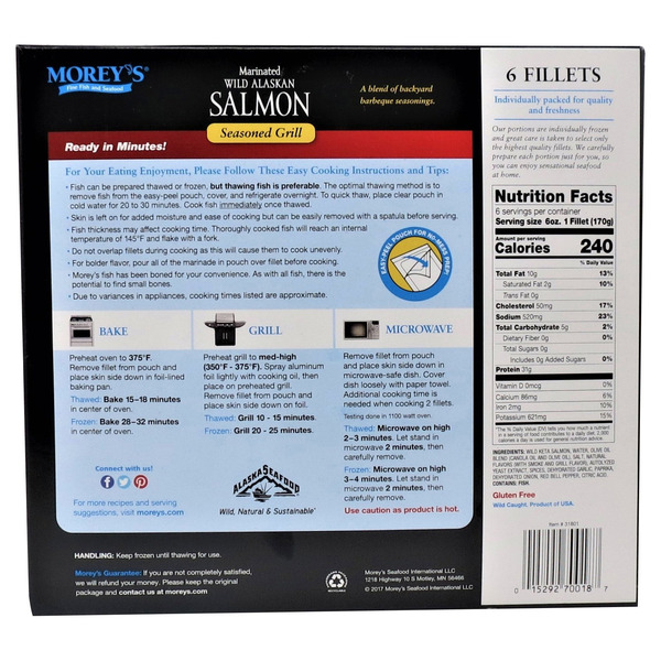 Enlarge Alternative view of Frozen Meat & Seafood Morey's Marinated Wild Alaskan Salmon, 6 x 6 oz (opens in a new tab)
