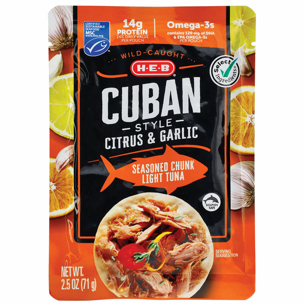 H-E-B Select Ingredients Cuban Style Citrus & Garlic Chunk Light Tuna Pouch