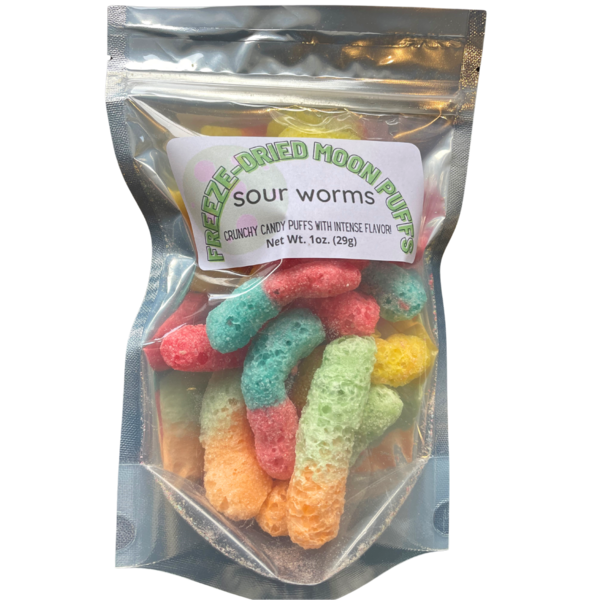 Freeze-dried Moon Puffs Sour Worms Crunchy Candy Puffs Same-Day ...