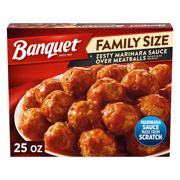 Banquet Zesty Marinara Sauce Over Meatballs, Family Size, Frozen