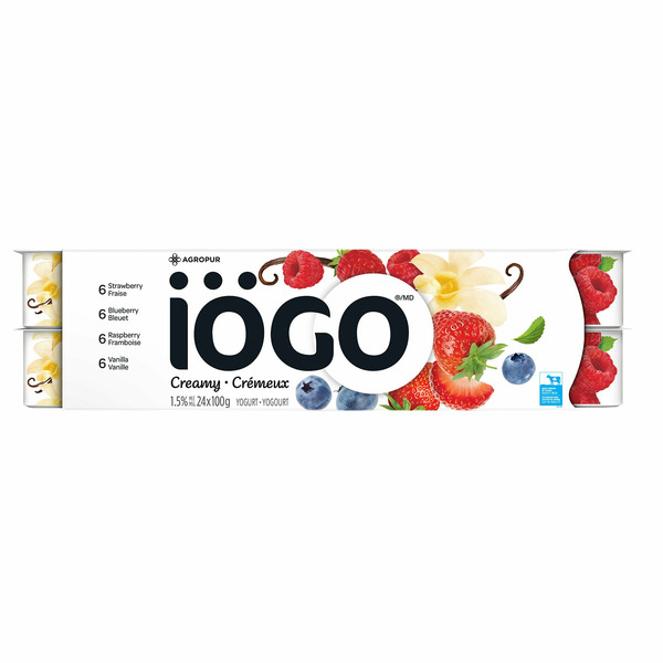 iÖGO Yogurt 1.5% Strawberry, Raspberry, Blueberry, Vanilla