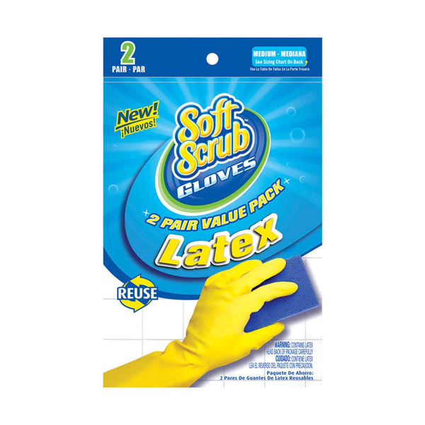 Soft Scrub Gloves, Cleaning, Reusable Latex, Medium, Value Pack