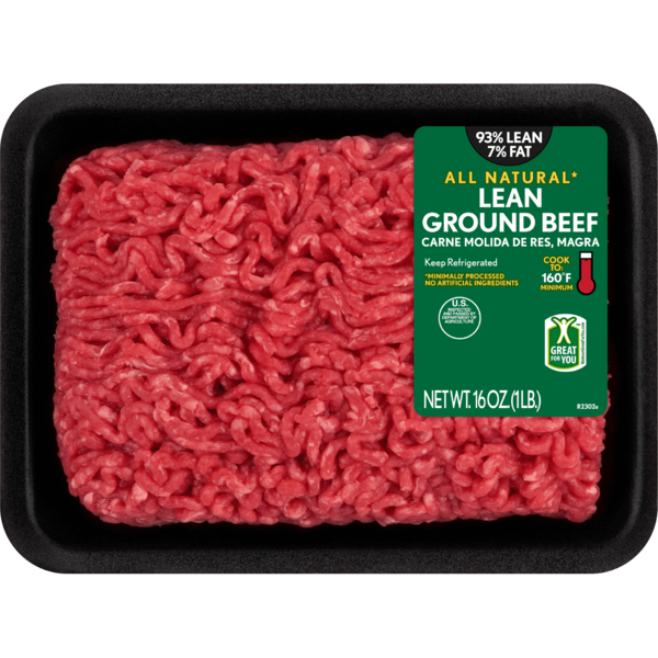 All Naturals All Natural* 93% Lean/7% Fat Lean Ground Beef Tray, 1 lb