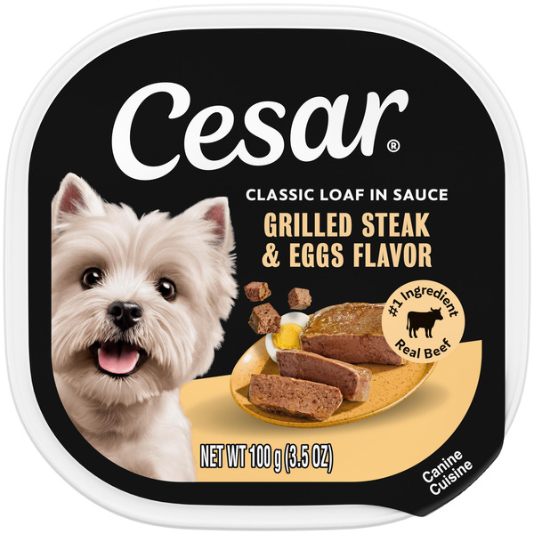 Cesar Loaf in Sauce Adult Wet Dog Food Grilled Steak & Eggs Flavor, 3.5 oz. Tray