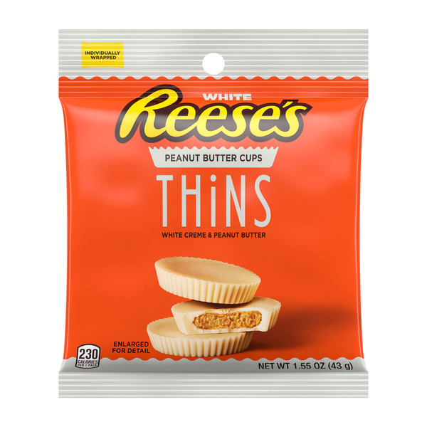 Reese's THiNS White Creme Peanut Butter Cups, Candy Bag, 1.55 oz