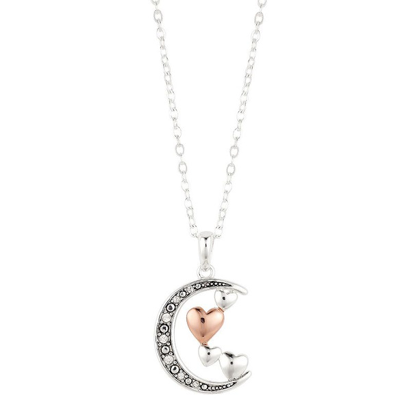 Brilliance Crystal Two-Tone Moon & Hearts Necklace
