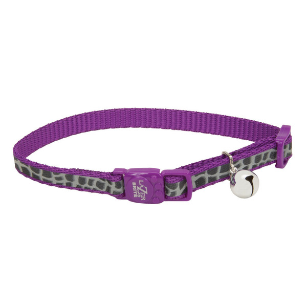 Coastal Cat Purple Animal Print Reflective Lazer Bell Collar