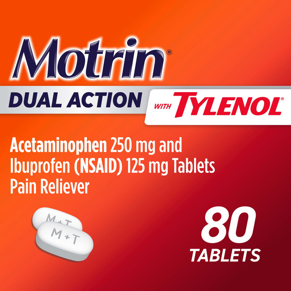 MOTRIN Dual Action with Tylenol, Ibuprofen Acetaminophen, 80 ct