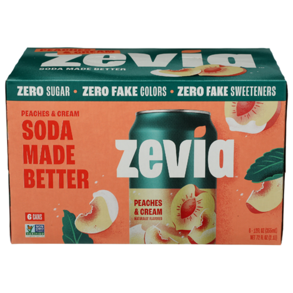 Zevia Peaches & Cream Soda 6 Pack