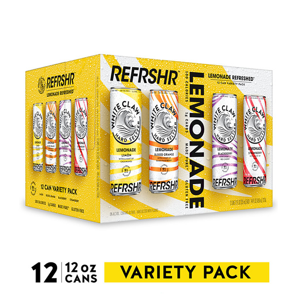 White Claw Lemonade Variety Pack, 12 Pack, 12 fl oz Cans, 5% ABV