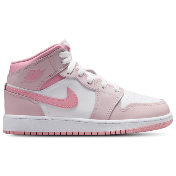 Jordan Air Jordan 1 Mid Kids' Grade School Shoes, Size 6, Medium/D - Pink/White