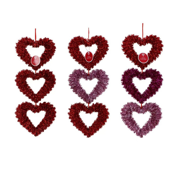 Valentine's Day Tinsel Garland - 6 Pack Red Heart Decor, 79 Inches Each, For Indoor/Outdoor Party, Tree, Door & Wall