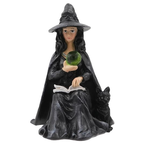 Ashland Mini Sitting Witch Figurine with Green Orb