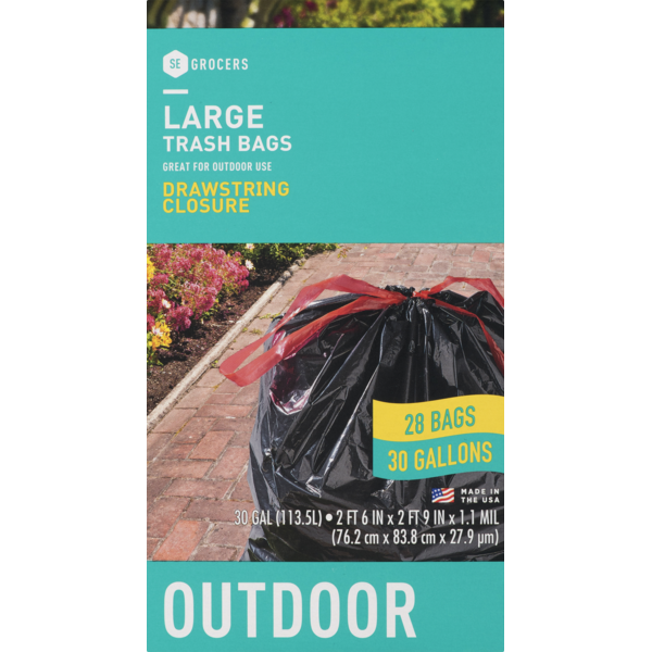 SE GROCERS Large Trash Bags Drawstring Closure Outdoor